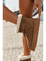 Semišové dámské zimní boty s ozdobnými prošitími Big Star SS274373 Camel Semišové dámské zimní boty s ozdobnými prošitími Big Star SS274373 Camel