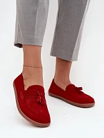 Kožené semišové mokasiny typu barefoot Zazoo 322 červené