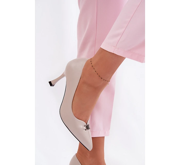 Lodičky Vinceza s ozdobným detailem Světle šedé Lodičky Vinceza s ozdobným detailem Světle šedé