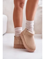 Sněhule Dámské Na Platformě Zateplené Kožíškem Béžové Xamella Sněhule Dámské Na Platformě Zateplené Kožíškem Béžové Xamella