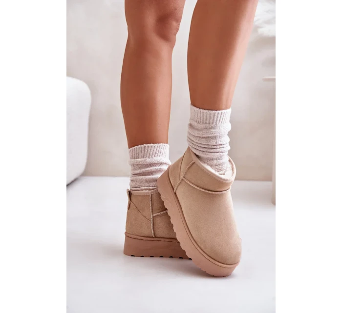 Sněhule Dámské Na Platformě Zateplené Kožíškem Béžové Xamella Sněhule Dámské Na Platformě Zateplené Kožíškem Béžové Xamella