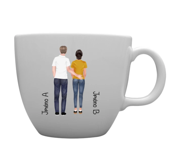 Personalizovaný MEGA XXL keramický hrnek 1000 ml s párem zezadu