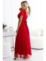 Dlouhé šaty s výstřihem a krátkými rukávy model 21138313 - numoco basic Dlouhé šaty s výstřihem a krátkými rukávy model 21138313 - numoco basic