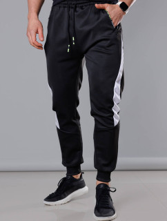 Černo-bílé pánské teplákové kalhoty se vsadkami (8K168)