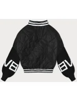 Černá dámská bunda typu "bomber" se rukávy model 19739167 - MADE IN ITALY Černá dámská bunda typu "bomber" se rukávy model 19739167 - MADE IN ITALY