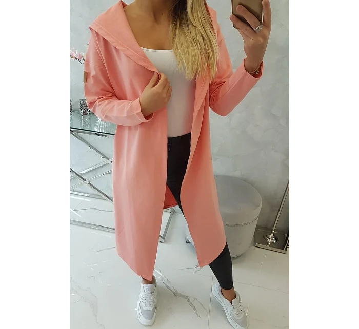 Dlouhý kabát s kapucí meruňkový Dlouhý kabát s kapucí meruňkový