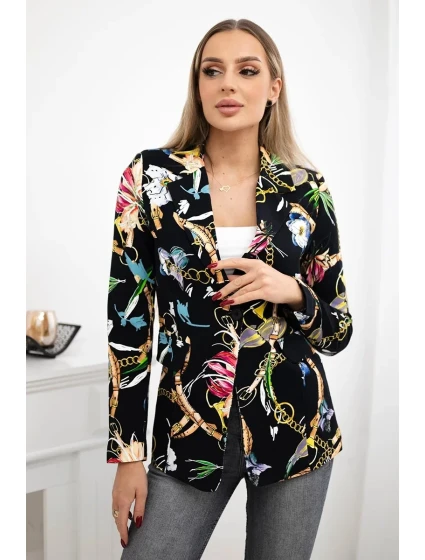 Bavlněná bunda s potiskem a knoflíkem model 20770550 - K-Fashion