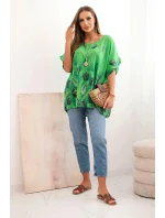 Dámská bavlněná košile s květinovým vzorem zelený Dámská bavlněná košile s květinovým vzorem zelený