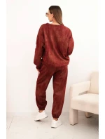 Dámská oversize souprava z viskózy s efektem praní bordová Dámská oversize souprava z viskózy s efektem praní bordová