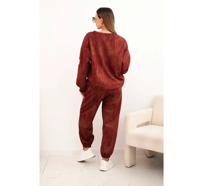 Dámská oversize souprava z viskózy s efektem praní bordová Dámská oversize souprava z viskózy s efektem praní bordová