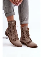 Děrované kožené botky Zazoo 2695 Beige