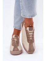 Dámské Kožené Sportovní Boty Béžové model 21694836 - Laura Messi