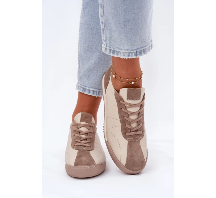 Dámské Kožené Sportovní Boty Béžové model 21694836 - Laura Messi