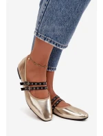 Dámské baleríny s zlatými pásky model 21744625 - Boto