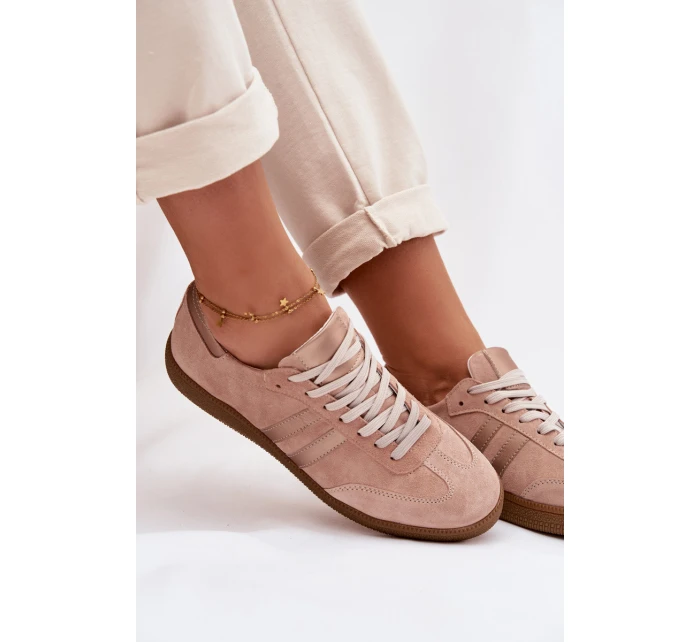 Zazoo N1068 Semišové Nízké Dámské Tenisky Špinavě Růžové