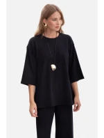 B301 Žebrovaný pletený top - černý