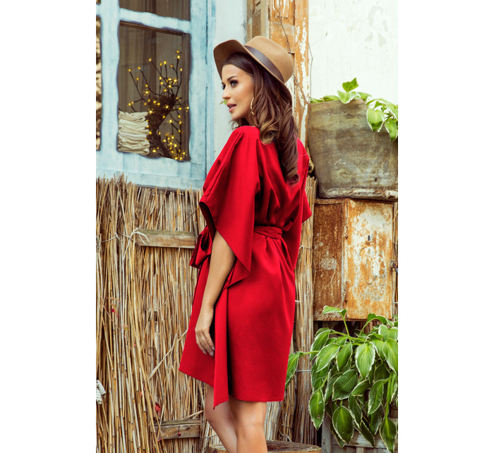 Dámské šaty s vázáním v pase Numoco SOFIA - červené