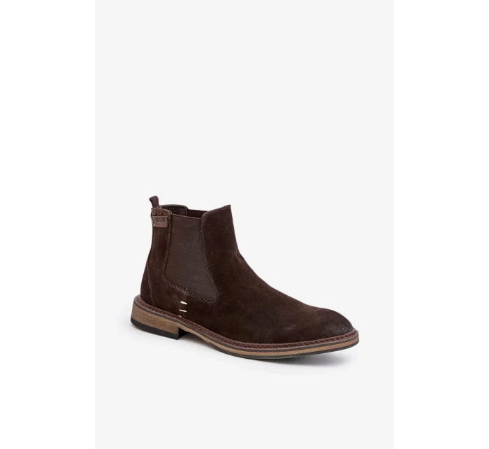 Semišové Kotníkové Boty Chelsea Pánské Big Star OO174155 Hnědé Semišové Kotníkové Boty Chelsea Pánské Big Star OO174155 Hnědé