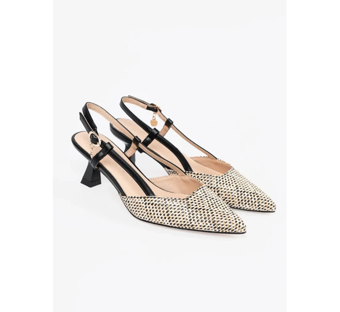 Jedinečné  lodičky dámské černé na širokém podpatku