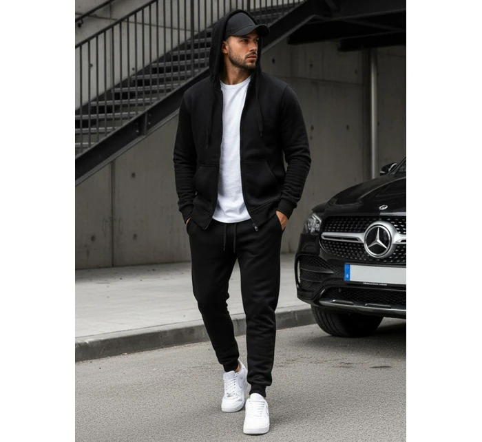 Pánská mikina s kapucí na zip černá model 21961952 - FashionStreet