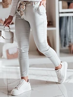 Dámské látkové chinos kalhoty s páskem ROSSALI světle šedé FashionStreet UY2534