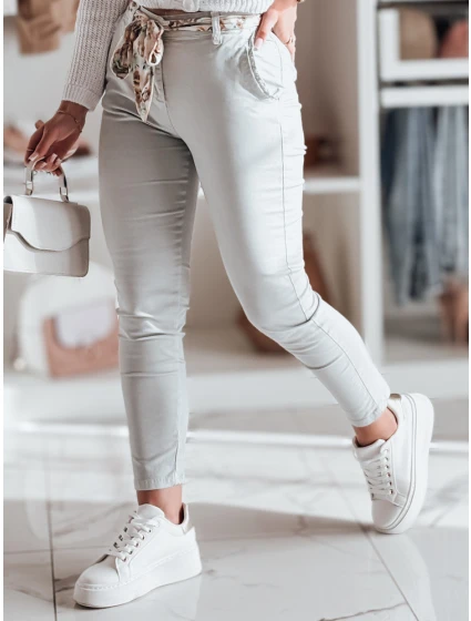 Dámské látkové chinos kalhoty s páskem ROSSALI světle šedé FashionStreet UY2534