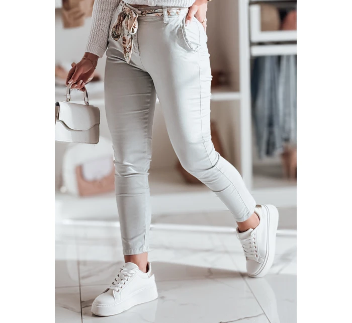 Dámské látkové chinos kalhoty s páskem ROSSALI světle šedé FashionStreet UY2534