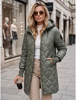 Dlouhá dámská prošívaná přechodová bunda, zelená, FashionStreet TY5863 Dlouhá dámská prošívaná přechodová bunda, zelená, FashionStreet TY5863
