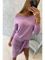 Asymetrické šaty, 3/4 rukávy, světle fialové