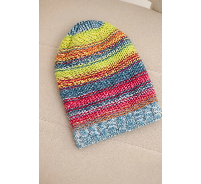 Čepice s fleecem Krystyna K207 neonově zelená+morská