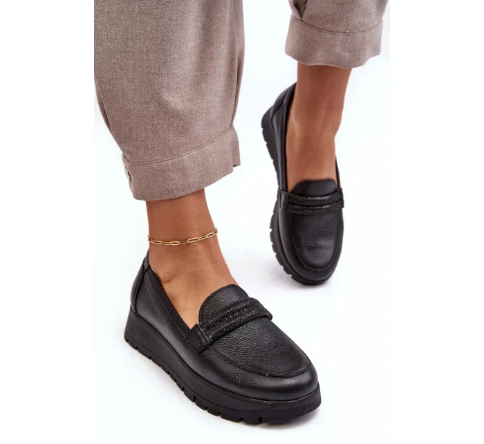 Kožené Boty na platformě s ozdobou, černá Lemar Lehira