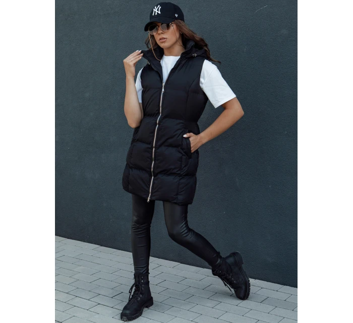 Dámská prošívaná dlouhá vesta VIANA černá FashionStreet TY4504