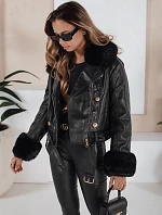 Dámská kožená bunda s kožešinou černá FashionStreet TY5209