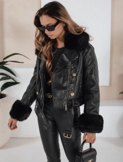 Dámská kožená bunda s kožešinou černá FashionStreet TY5209