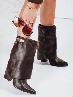 Dámské kozačky s širokým svrškem hnědé FashionStreet ZY1108