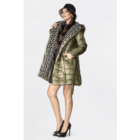 Lehká dámská zimní bunda v khaki barvě se zateplenou kapucí (OMDL-019)