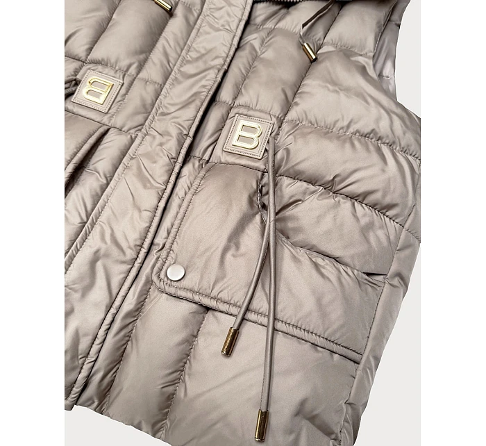 bezrękawnik damski z kapturem Goodlookin beżowy model 22037940 - S'WEST