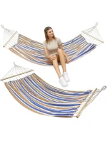 ZAHRADNÍ HAMMAK 1 OSOBA 200x100 cm s tyčí 1052182