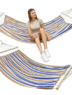 ZAHRADNÍ HAMMAK 1 OSOBA 200x100 cm s tyčí 1052182