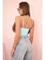 Dámská halenka s body bez model 20985507 volánky a výstřihem do V mincovna - K-Fashion Dámská halenka s body bez model 20985507 volánky a výstřihem do V mincovna - K-Fashion