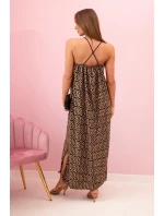 Dámské šaty na ramínka s model 21117273 vzorem camel - K-Fashion