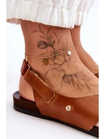 kožené sandály na suchý zip Hněde Addison