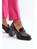 Lakované lodičky na robustním podpatku černé Terimene