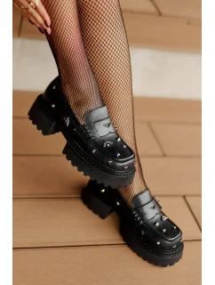 Kožené Dámské Polobotky S Ozdobami D&A model 21675869 Černé - S.Barski