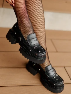 Kožené Dámské Polobotky S Ozdobami D&A model 21675869 Černé - S.Barski