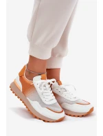 Kožené Sportovní Boty S Dámské  Oranžové model 21691274 - VINCEZA