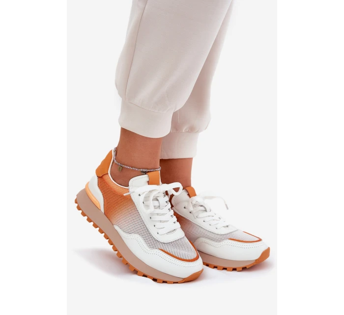 Kožené Sportovní Boty S Dámské  Oranžové model 21691274 - VINCEZA