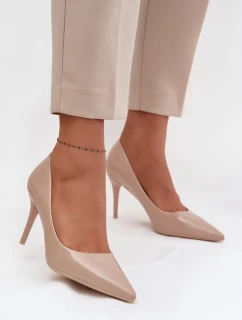 Lakované Eko Kožené Dámské Lodičky S Špičatými Nosky Béžové Jadira