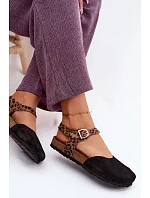 Kožené semišové dámské sandály s uzavřenými prsty Maciejka H7365-01 Černé