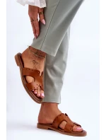 Dámské sandály s ozdobnými výřezy Hnědá Emily